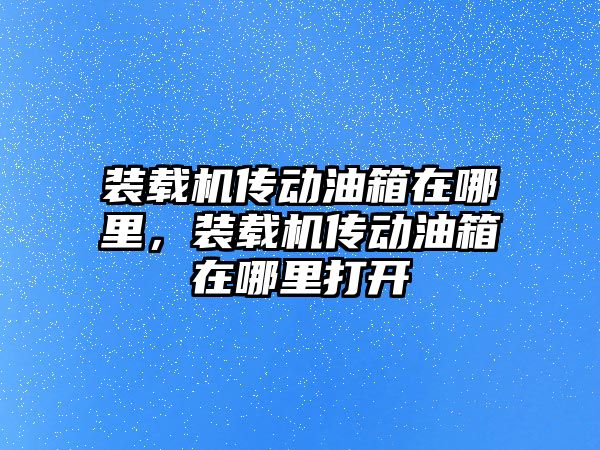 裝載機傳動油箱在哪里，裝載機傳動油箱在哪里打開