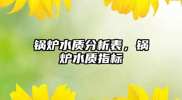 鍋爐水質(zhì)分析表，鍋爐水質(zhì)指標(biāo)