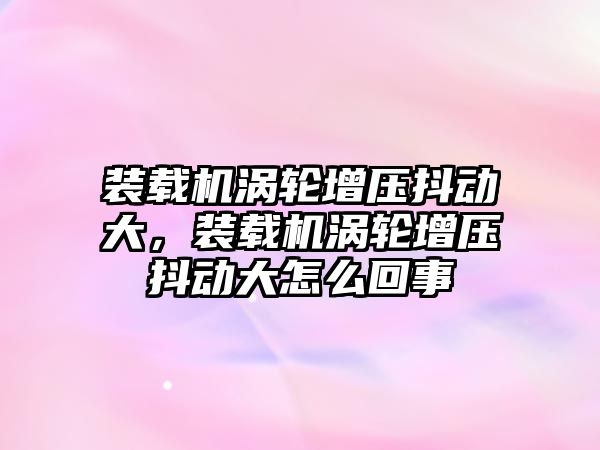 裝載機渦輪增壓抖動大，裝載機渦輪增壓抖動大怎么回事