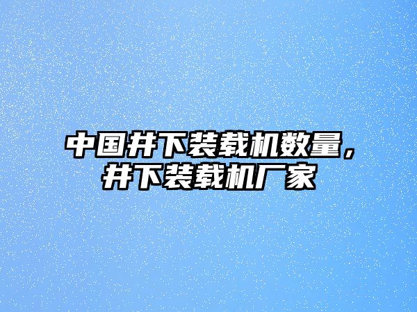 中國(guó)井下裝載機(jī)數(shù)量，井下裝載機(jī)廠家