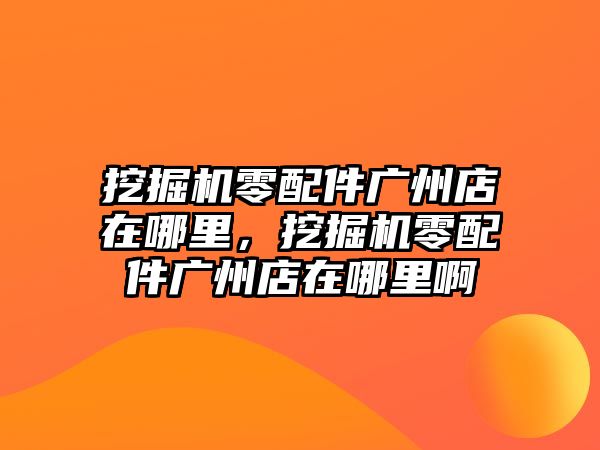 挖掘機零配件廣州店在哪里，挖掘機零配件廣州店在哪里啊