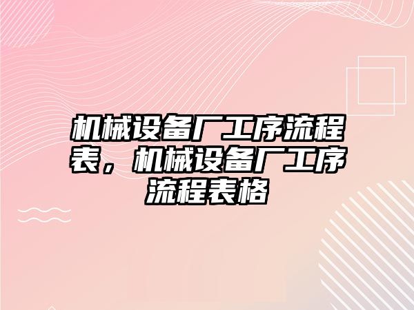 機(jī)械設(shè)備廠工序流程表，機(jī)械設(shè)備廠工序流程表格