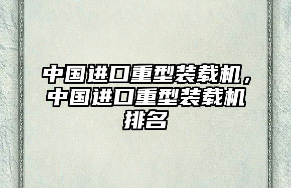 中國進口重型裝載機，中國進口重型裝載機排名