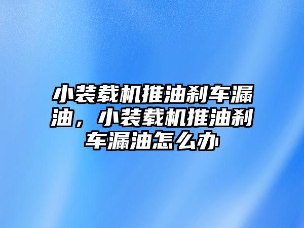 小裝載機(jī)推油剎車漏油，小裝載機(jī)推油剎車漏油怎么辦