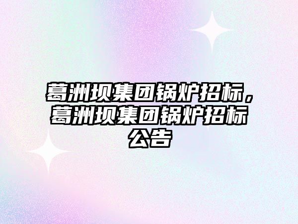 葛洲壩集團鍋爐招標，葛洲壩集團鍋爐招標公告