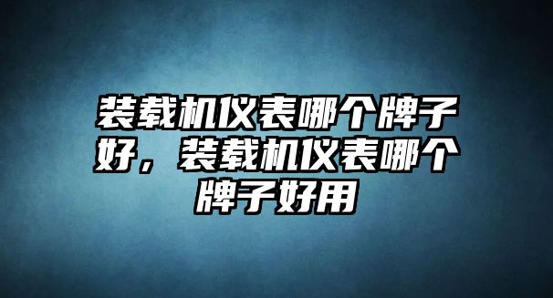 裝載機儀表哪個牌子好，裝載機儀表哪個牌子好用