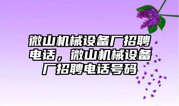 微山機械設備廠招聘電話，微山機械設備廠招聘電話號碼