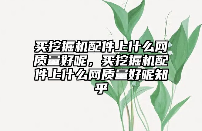 買挖掘機配件上什么網質量好呢，買挖掘機配件上什么網質量好呢知乎