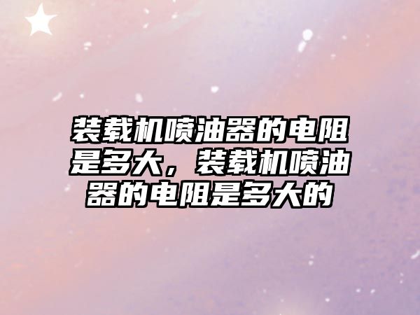 裝載機(jī)噴油器的電阻是多大，裝載機(jī)噴油器的電阻是多大的