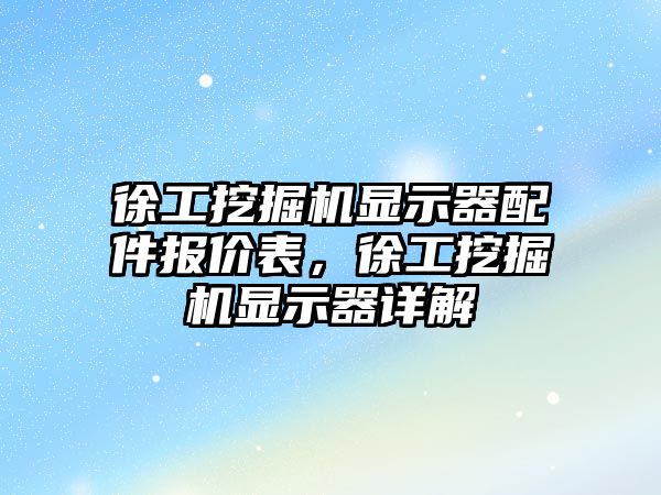 徐工挖掘機顯示器配件報價表，徐工挖掘機顯示器詳解