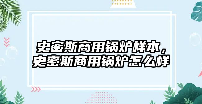 史密斯商用鍋爐樣本，史密斯商用鍋爐怎么樣