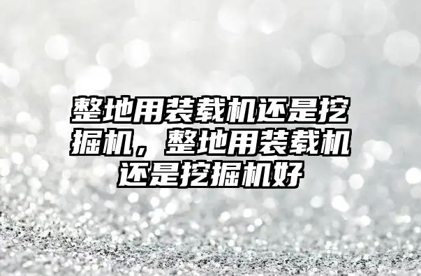 整地用裝載機還是挖掘機，整地用裝載機還是挖掘機好