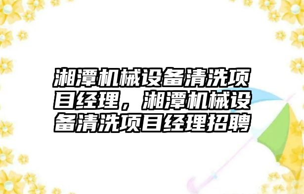 湘潭機械設(shè)備清洗項目經(jīng)理，湘潭機械設(shè)備清洗項目經(jīng)理招聘