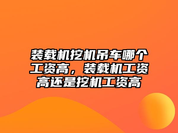 裝載機挖機吊車哪個工資高，裝載機工資高還是挖機工資高