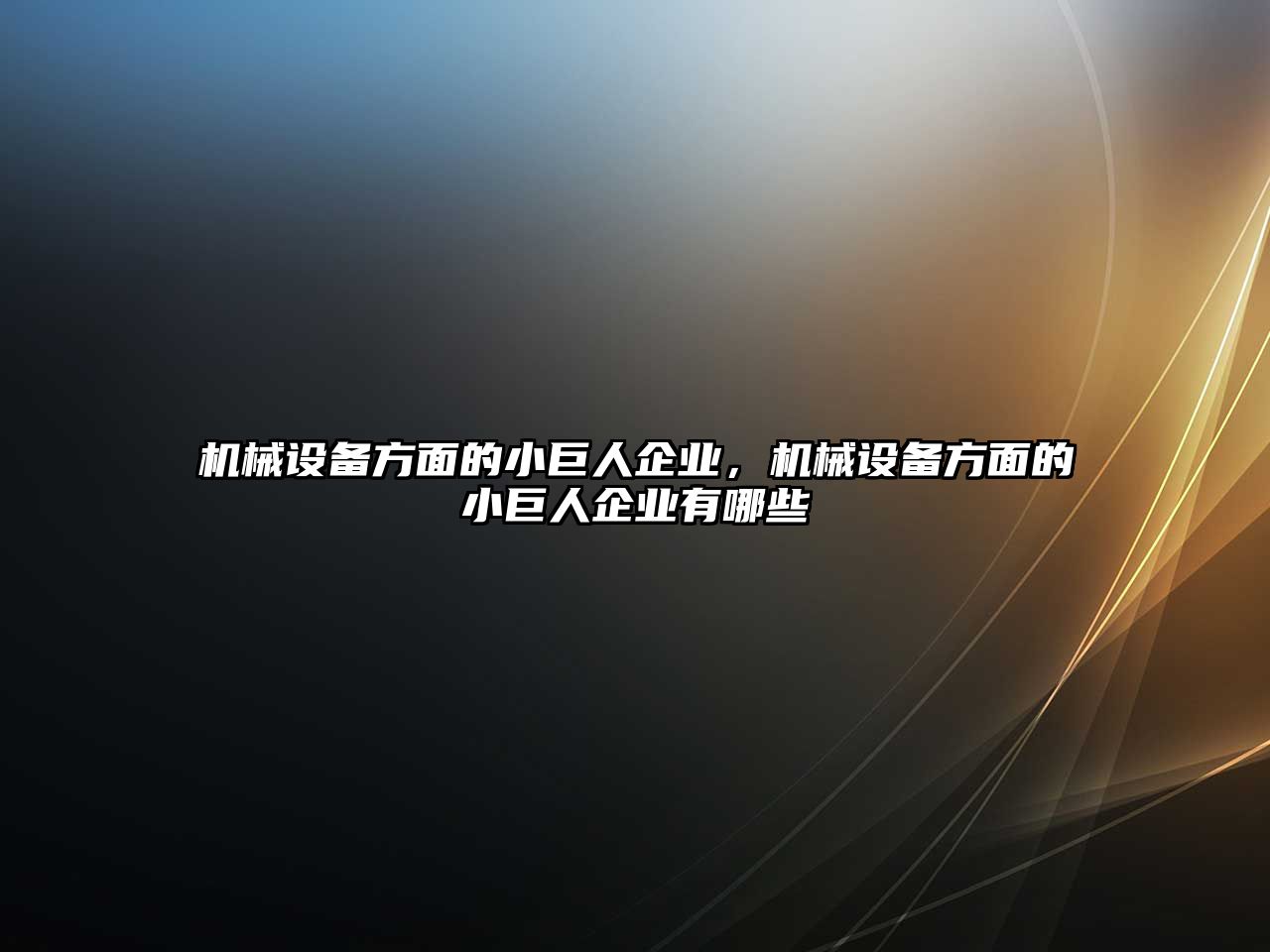 機械設備方面的小巨人企業(yè)，機械設備方面的小巨人企業(yè)有哪些