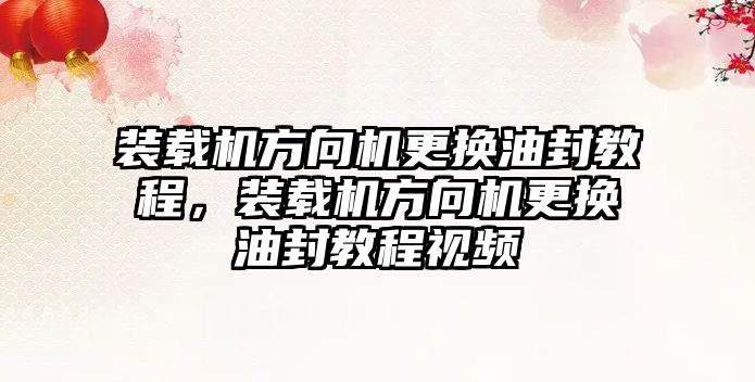 裝載機方向機更換油封教程，裝載機方向機更換油封教程視頻