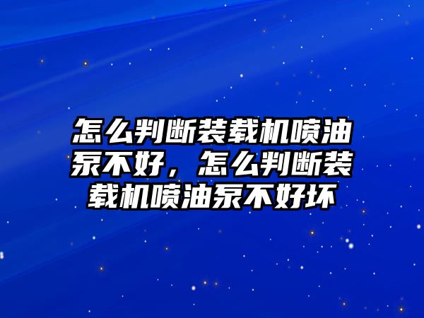 怎么判斷裝載機(jī)噴油泵不好，怎么判斷裝載機(jī)噴油泵不好壞