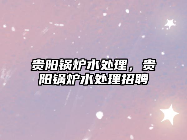 貴陽鍋爐水處理，貴陽鍋爐水處理招聘