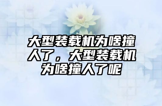 大型裝載機為啥撞人了，大型裝載機為啥撞人了呢