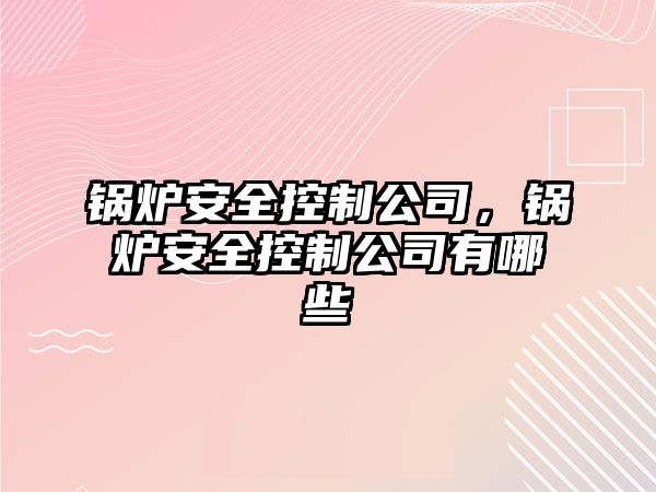 鍋爐安全控制公司，鍋爐安全控制公司有哪些