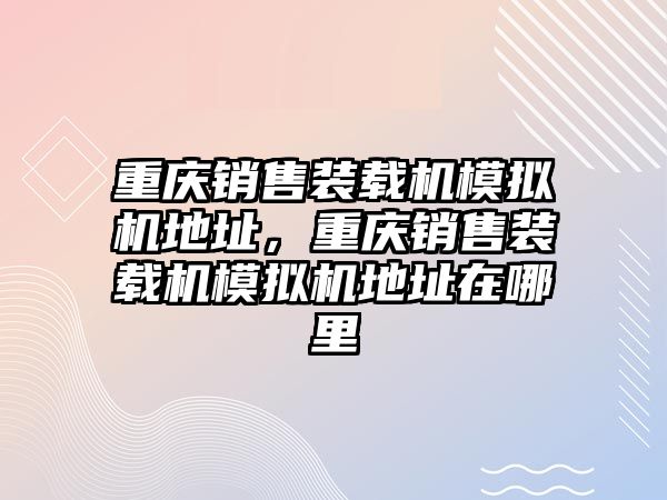 重慶銷售裝載機模擬機地址，重慶銷售裝載機模擬機地址在哪里