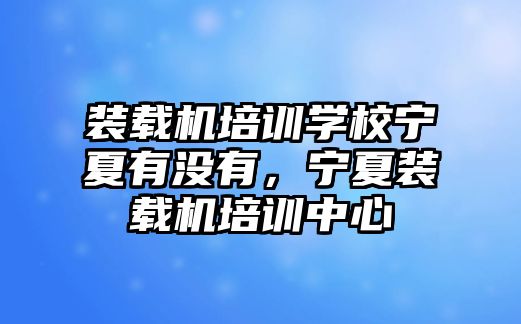 裝載機培訓學校寧夏有沒有，寧夏裝載機培訓中心