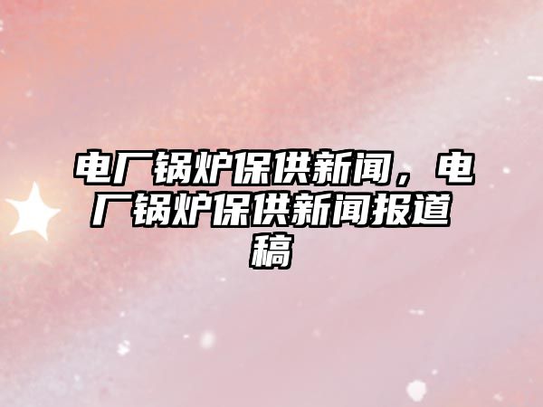 電廠鍋爐保供新聞，電廠鍋爐保供新聞報道稿