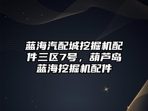 藍海汽配城挖掘機配件三區(qū)7號，葫蘆島藍海挖掘機配件