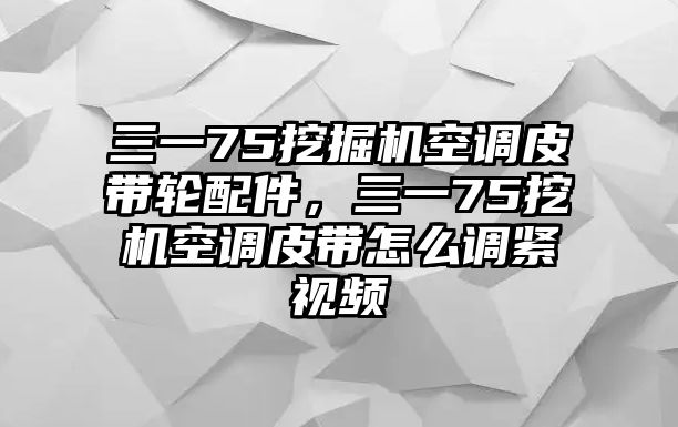 三一75挖掘機(jī)空調(diào)皮帶輪配件，三一75挖機(jī)空調(diào)皮帶怎么調(diào)緊視頻