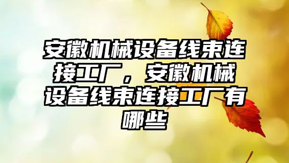 安徽機械設備線束連接工廠，安徽機械設備線束連接工廠有哪些