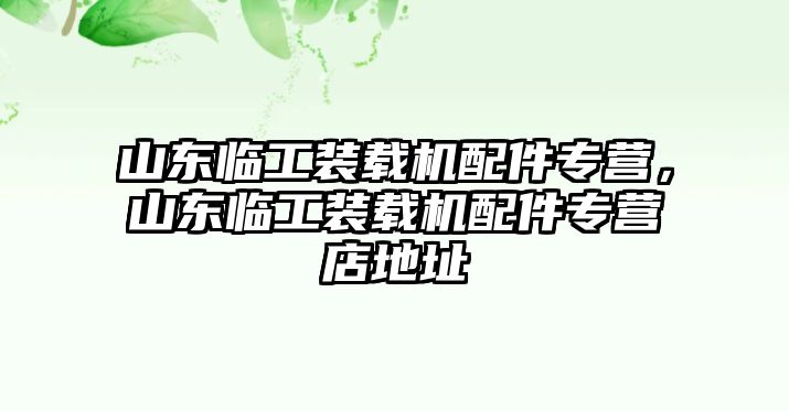 山東臨工裝載機(jī)配件專營，山東臨工裝載機(jī)配件專營店地址