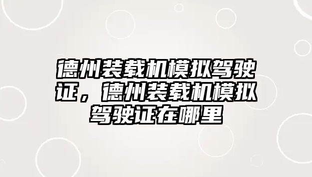 德州裝載機模擬駕駛證，德州裝載機模擬駕駛證在哪里