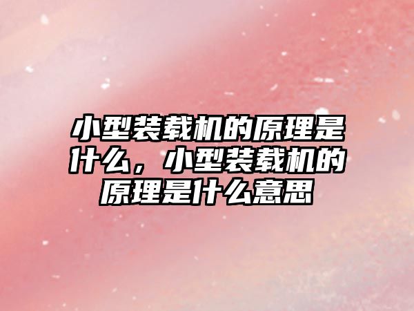 小型裝載機的原理是什么，小型裝載機的原理是什么意思