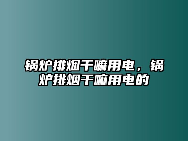 鍋爐排煙干嘛用電，鍋爐排煙干嘛用電的