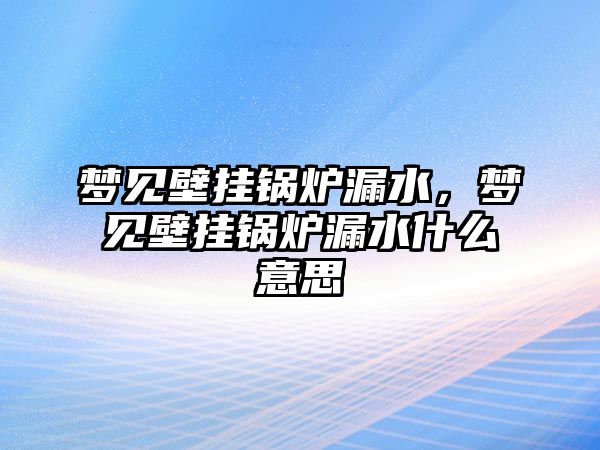 夢見壁掛鍋爐漏水，夢見壁掛鍋爐漏水什么意思