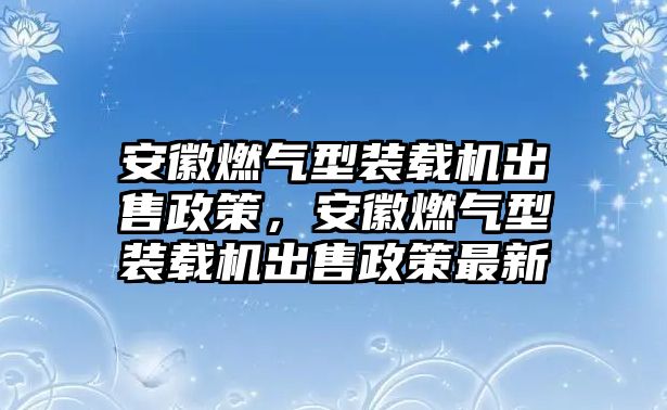 安徽燃?xì)庑脱b載機(jī)出售政策，安徽燃?xì)庑脱b載機(jī)出售政策最新