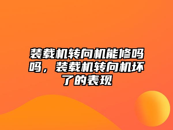 裝載機轉向機能修嗎嗎，裝載機轉向機壞了的表現(xiàn)