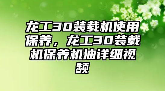 龍工30裝載機使用保養(yǎng)，龍工30裝載機保養(yǎng)機油詳細視頻