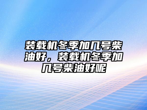 裝載機冬季加幾號柴油好，裝載機冬季加幾號柴油好呢