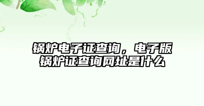 鍋爐電子證查詢，電子版鍋爐證查詢網(wǎng)址是什么