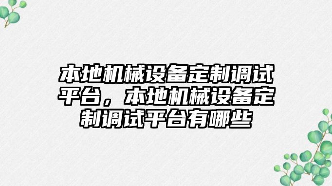 本地機(jī)械設(shè)備定制調(diào)試平臺(tái)，本地機(jī)械設(shè)備定制調(diào)試平臺(tái)有哪些