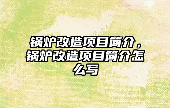 鍋爐改造項目簡介，鍋爐改造項目簡介怎么寫