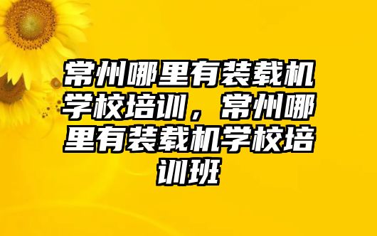 常州哪里有裝載機學校培訓，常州哪里有裝載機學校培訓班